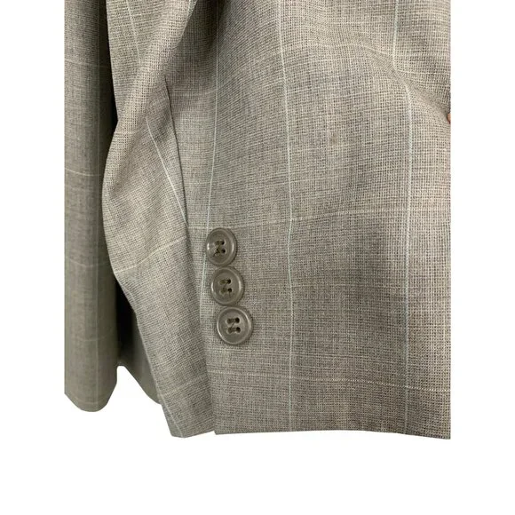 Jos A Bank Mens 3-Button Blazer Size 44L Gray Plaid Wool Sport Coat RH10468